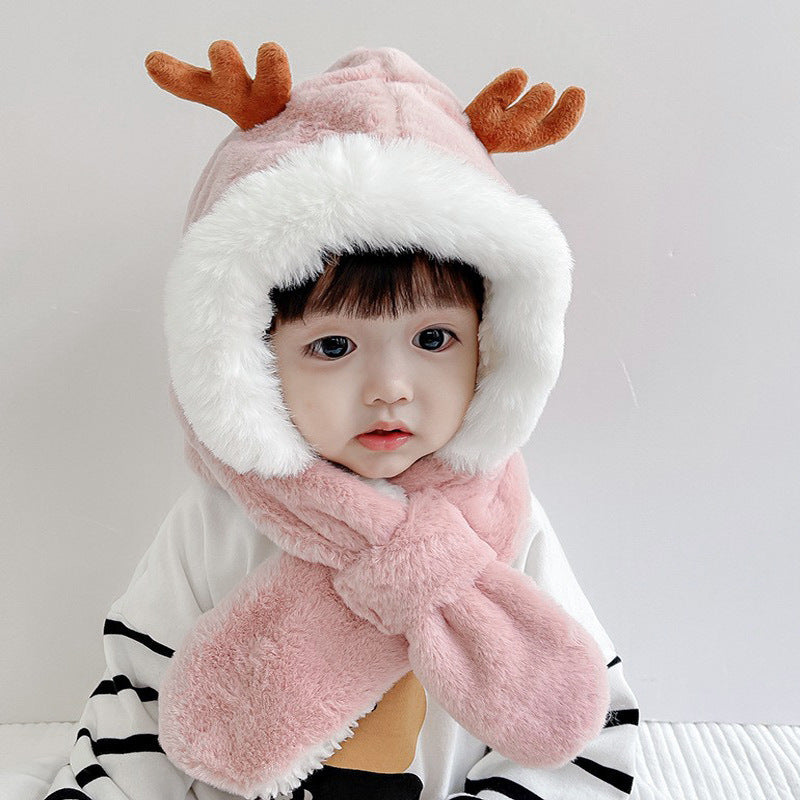 Baby Winter Warm Hat Scarf Girls Boys Winter Hat Earflap Hoodie Scarf Children Winter Thicken Ear Hat for Infant Baby Accessory