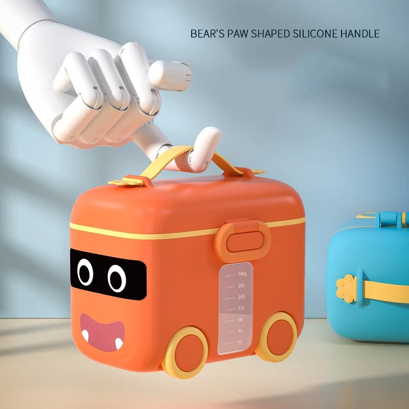 Baby Milk Powder Box with Four Compartments, Rotatable Formula Dispenser, Portable Milk Powder Container for Baby in car shape