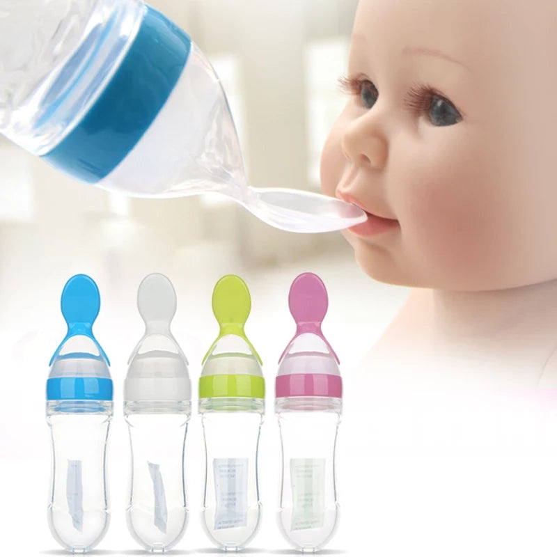Baby Spoon Feeder Milk Bottle Silicone Squeeze Pacifier