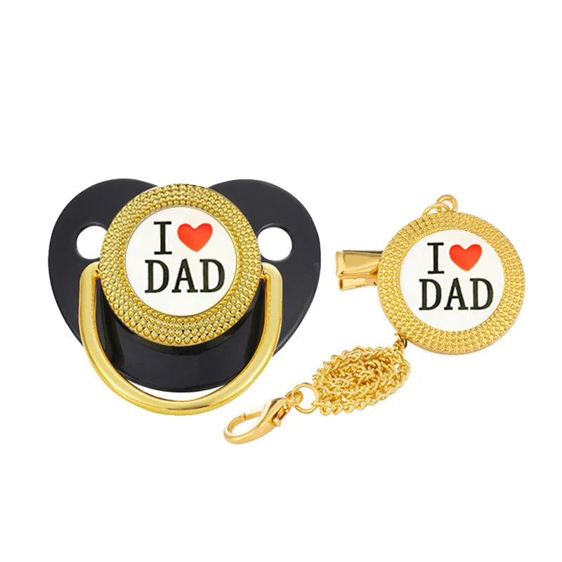 Baby Pacifier with Chain Holder i love dad black
