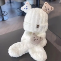 Warm Fleece Baby Hat Scarf Set Knitted Winter Children's Accessories Unisex Cute Bear Design Neck Protection Windproof