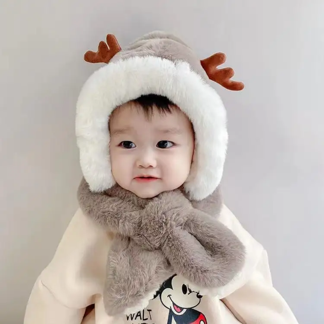Baby Winter Warm Hat Scarf Girls Boys Winter Hat Earflap Hoodie Scarf Children Winter Thicken Ear Hat for Infant Baby Accessory