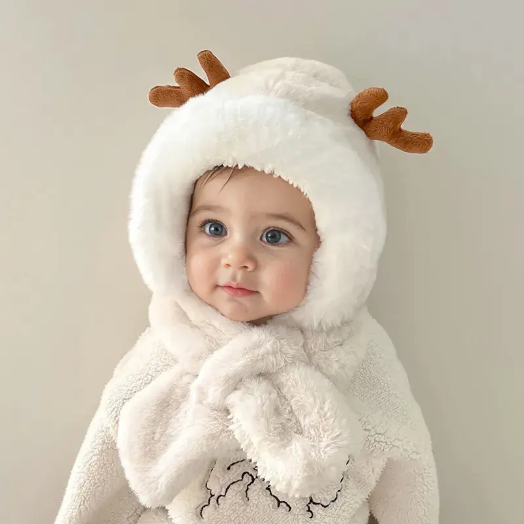 Baby Winter Warm Hat Scarf Girls Boys Winter Hat Earflap Hoodie Scarf Children Winter Thicken Ear Hat for Infant Baby Accessory
