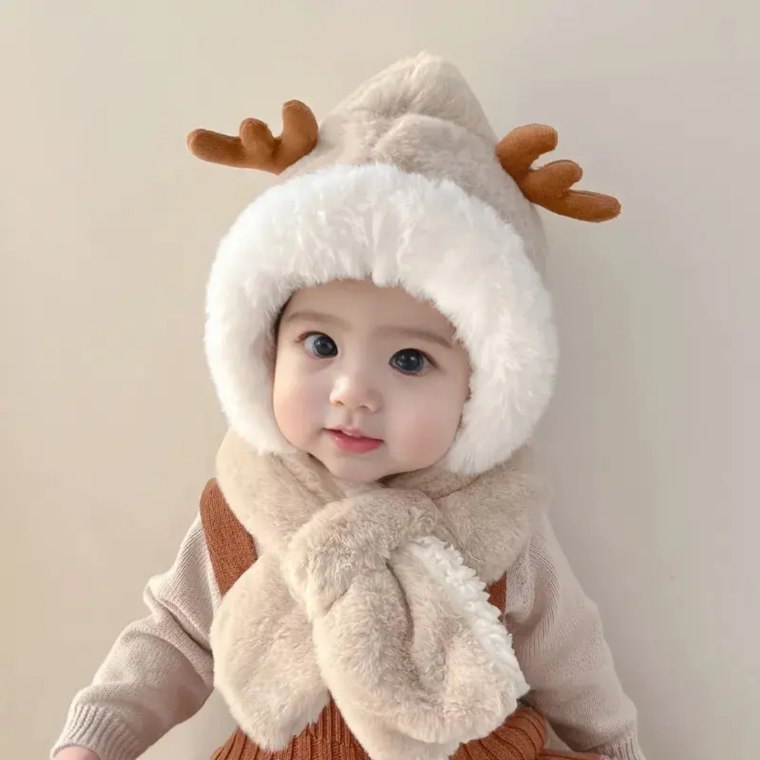 Baby Winter Warm Hat Scarf Girls Boys Winter Hat Earflap Hoodie Scarf Children Winter Thicken Ear Hat for Infant Baby Accessory