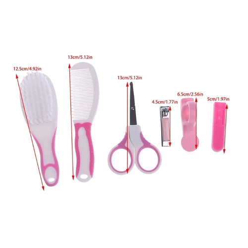 6pcs Baby Care Set Hair Comb Grooming Brush Set Nail Trimmer Scissors Clipper Hygiene Kit Healthcare Tools Sets for Toddler Gift