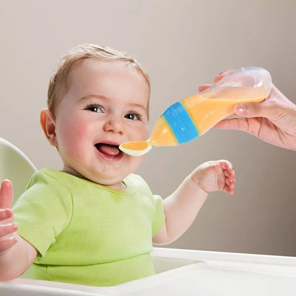 Baby Spoon Feeder Milk Bottle Silicone Squeeze Pacifier
