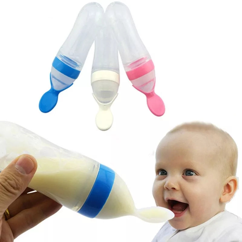 Baby Spoon Feeder Milk Bottle Silicone Squeeze Pacifier.