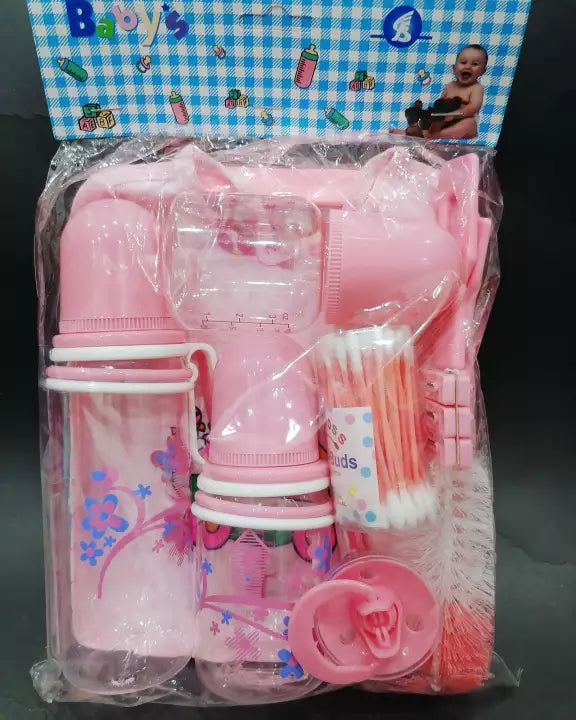 Baby set of 3 Feeder 1 Pacifier 2 Brushes 2 Bibs and clip