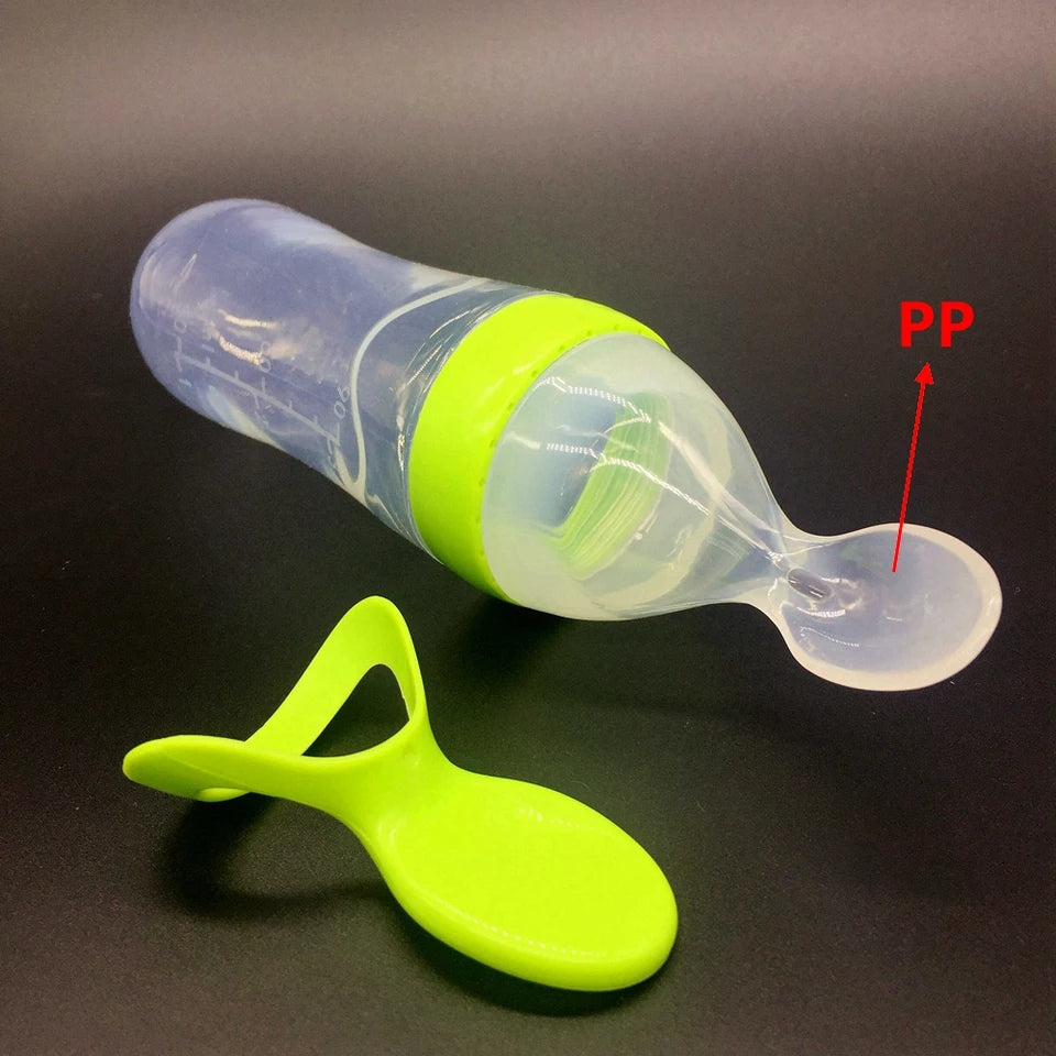 Baby Spoon Feeder Milk Bottle Silicone Squeeze Pacifier