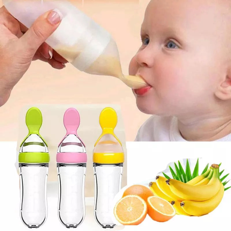 Baby Spoon Feeder Milk Bottle Silicone Squeeze Pacifier