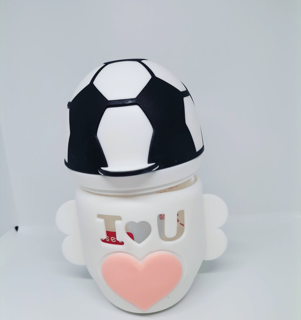 Baby glass feeder with silicon cover football shape 120 ml 4 Oz