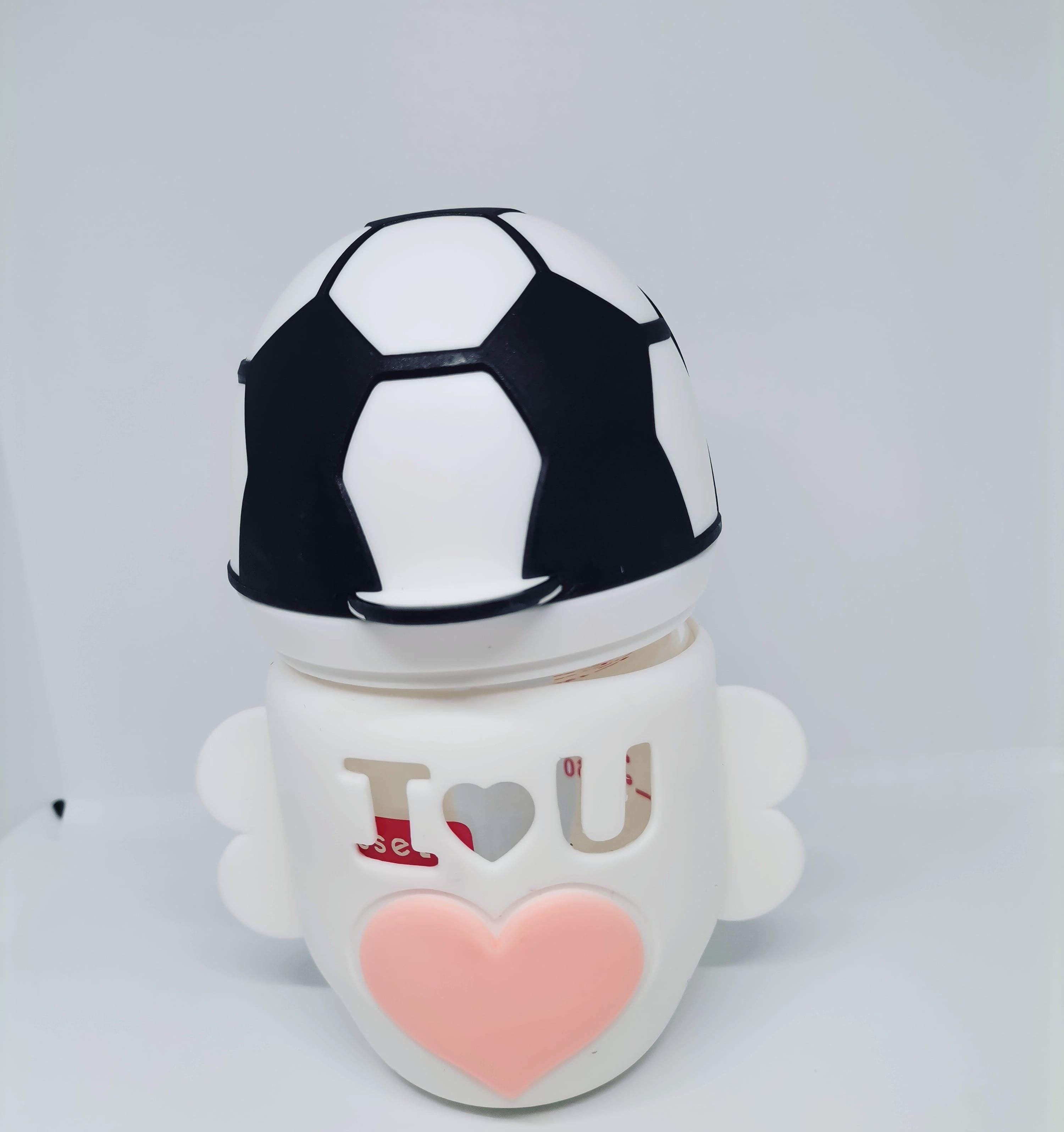 Baby glass feeder with silicon cover football shape 120 ml 4 Oz